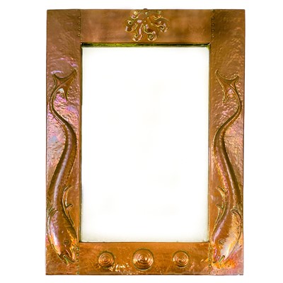 Lot 170 - An Arts and Crafts copper framed mirror.