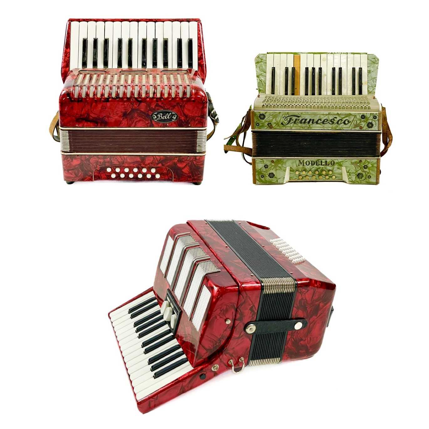 Lot 198 - Three piano accordions.