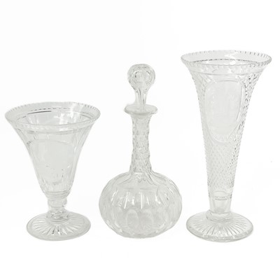 Lot 922 - An English cut glass trumpet vase.