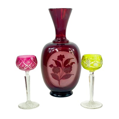 Lot 922 - An English cut glass trumpet vase.