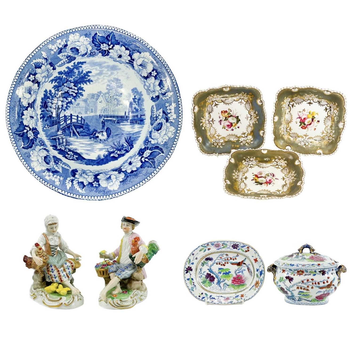 Lot 923 A pair of Dresden porcelain figures of a