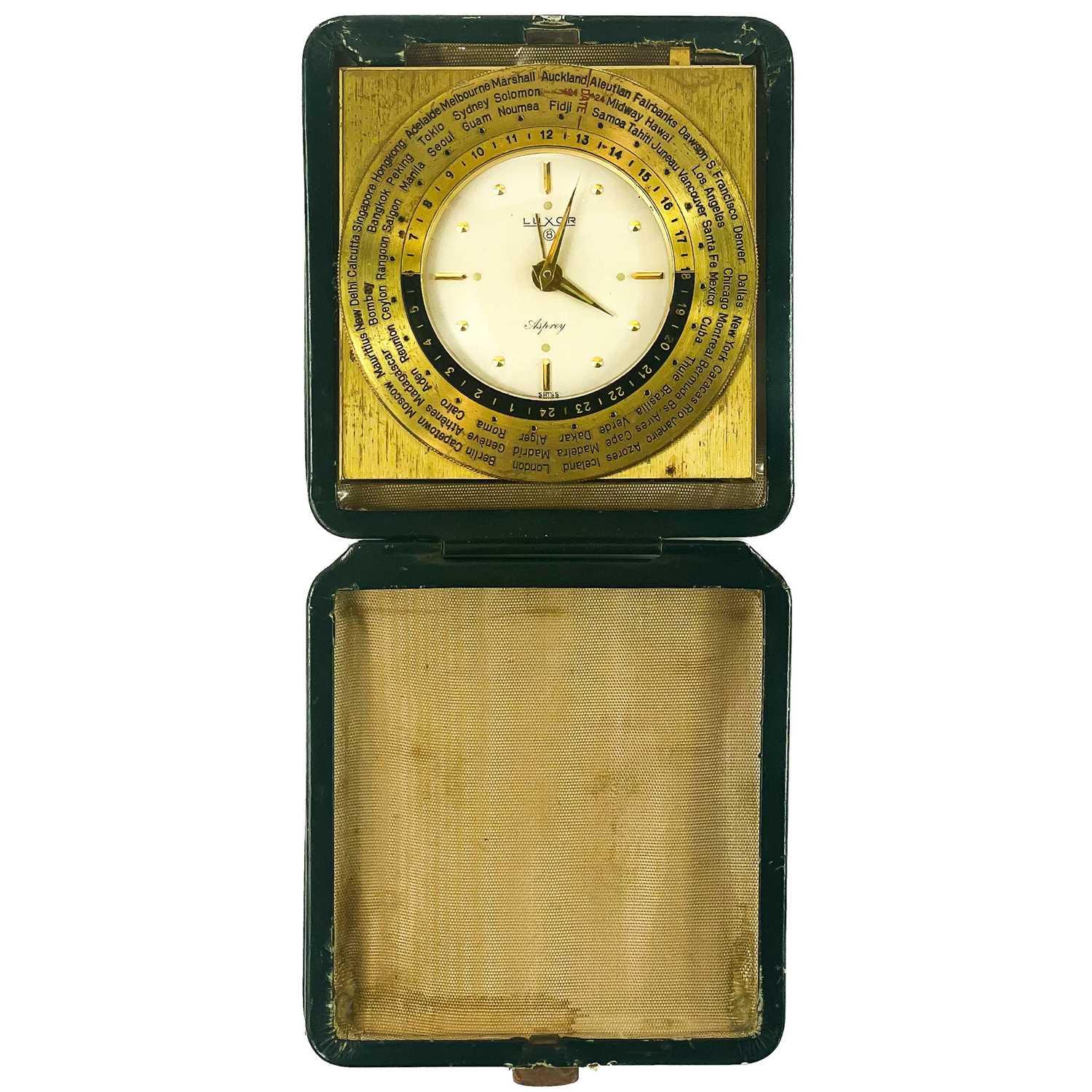 Lot 1709 - A Swiss Worldwide travel alarm clock by Luxor for Asprey.