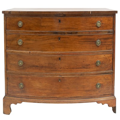 Lot 1845 - A late George III mahogany bow front chest.