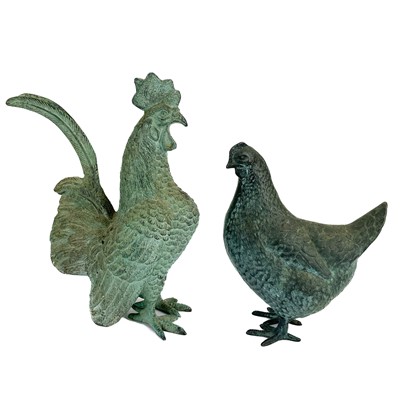 Lot 225 - A bronze model of a cockerel.