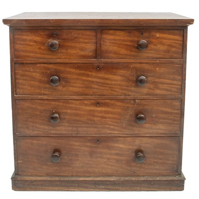 Lot 1848 - A Victorian mahogany chest of two short and three long drawers.