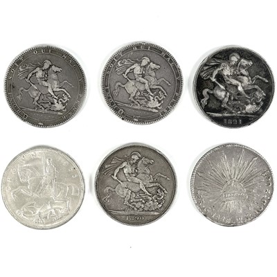 Lot 71 - Silver Crowns - GB and Mexico (x6)