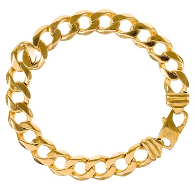 Lot 72 - A modern Italian 9ct heavy gold curb link bracelet.