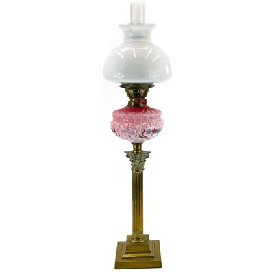 Lot 191 - A Victorian brass corinthian column oil lamp.