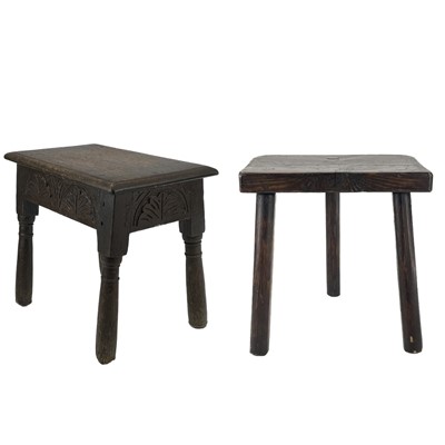 Lot 90 - An oak joint stool.