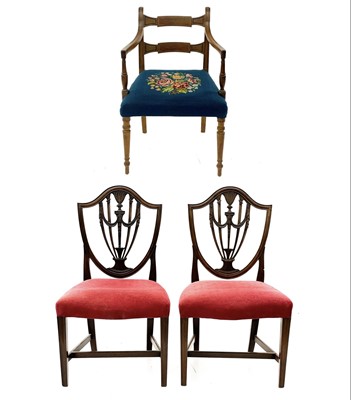 Lot 1903 - A pair of George III mahogany dining chairs.