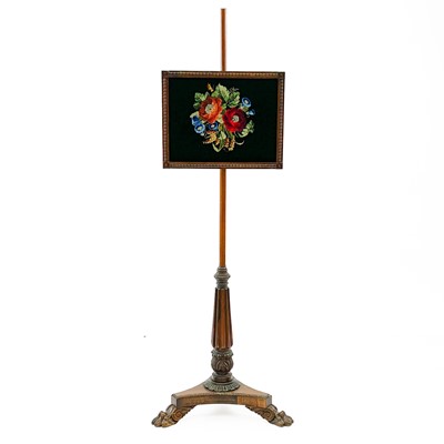 Lot 1905 - A Regency rosewood pole screen.