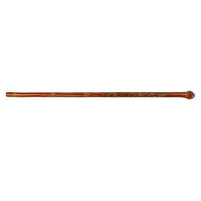 Lot 384 - A Japanese carved bamboo walking cane, early-mid 20th century.