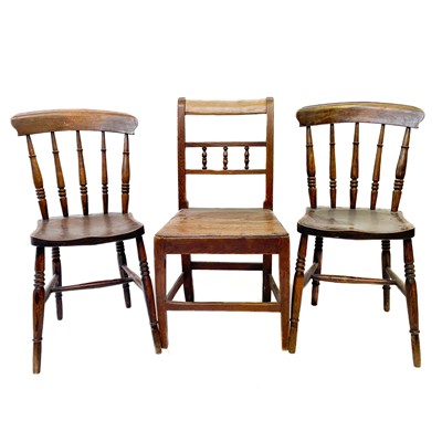 Lot 108 - A country made oak dining chair.