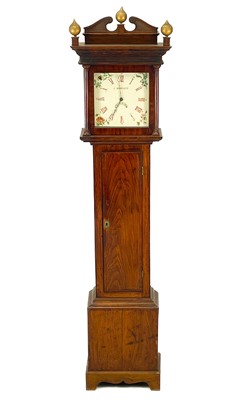 Lot 1708 - A thirty hour oak and fruitwood banded longcase clock.