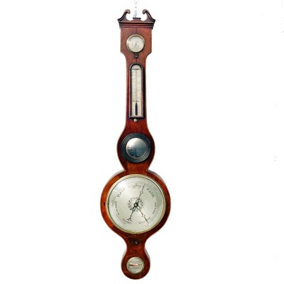 Lot 1710 - A 19th century mahogany wheel barometer.