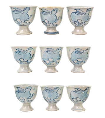 Lot 306 - Nine Zane Hazeldine ceramic stem cups.