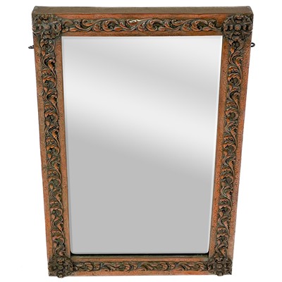 Lot 231 - An Art Nouveau copper frame mirror.