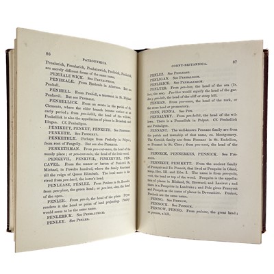 Lot 566 - Richard Stephen Charnoch. 'Patronymica Cornu-Britannica'.