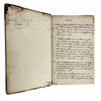 Lot 18 - 'Some Account of the Proceedings at the Election for Truro August 3rd–6th 1830'.