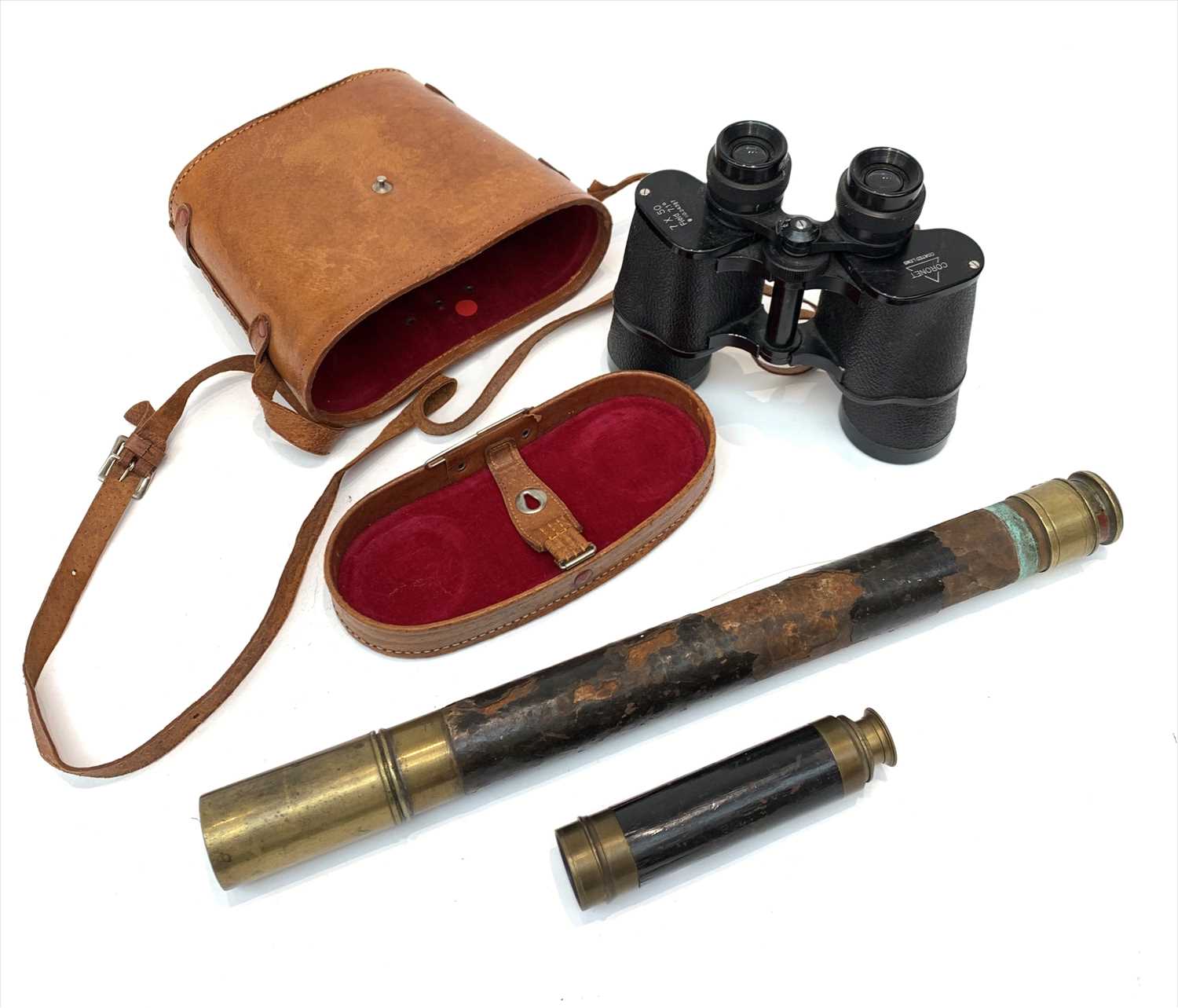 Lot 379 - A Victorian brass and leather bound single...