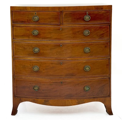 Lot 1937 - A 19th century mahogany bow front chest of drawers.