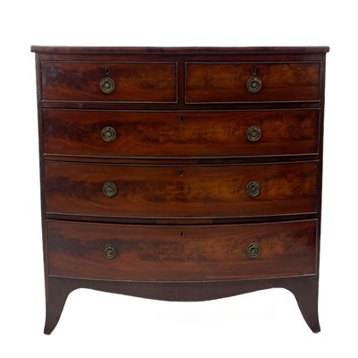 Lot 1938 - A 19th century mahogany bow fronted chest of drawers.