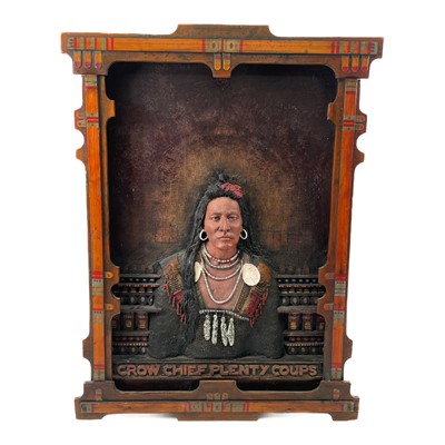 Lot 250 - A large high relief portrait of Crow Chief Plenty Coups.