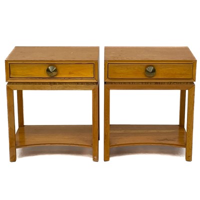 Lot 1949 - A pair of sycamore bedside drawers by Brown-Saltman California.