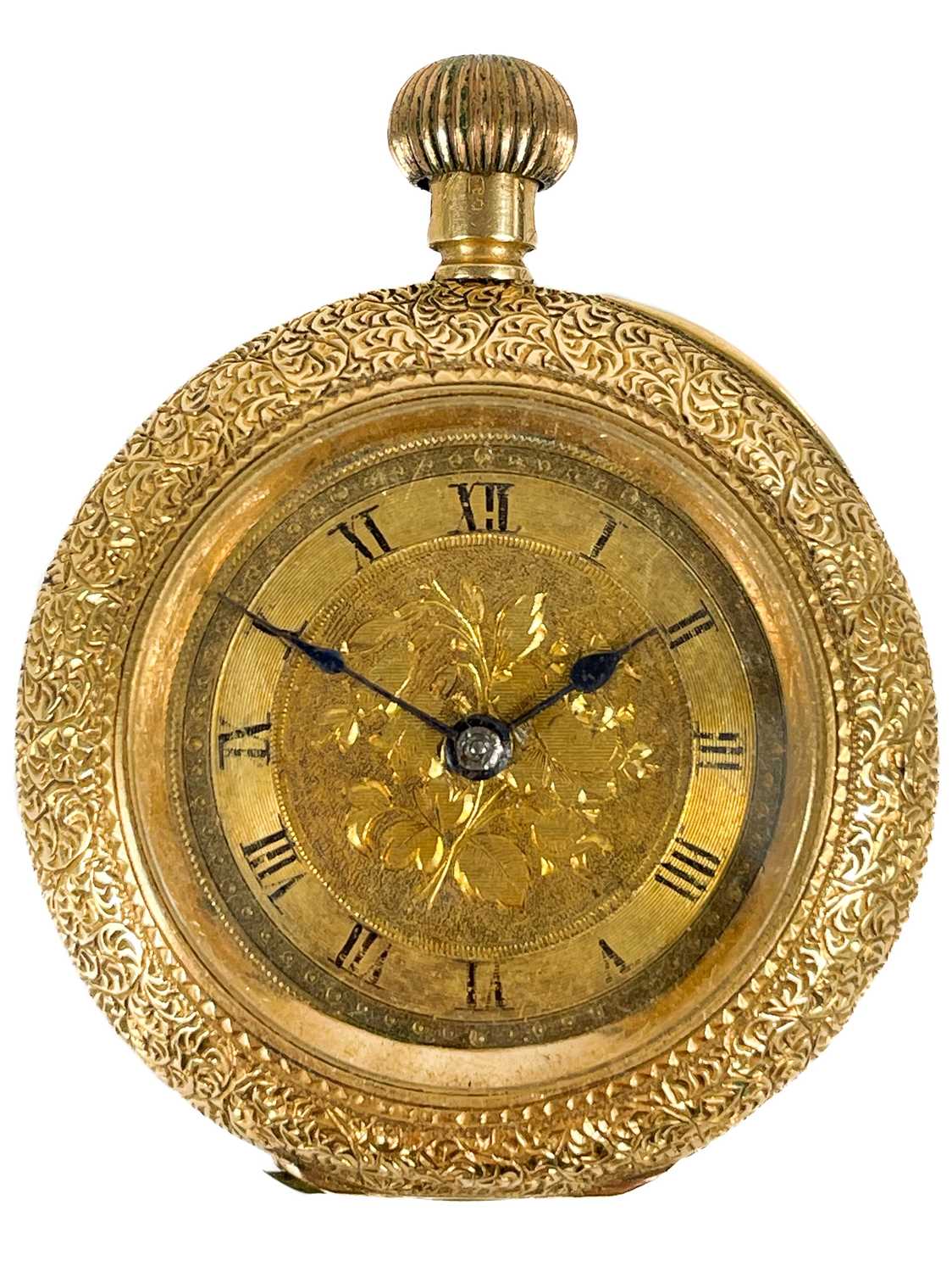 Lot 44 - An 18ct gold-cased crown wind fob pocket watch.