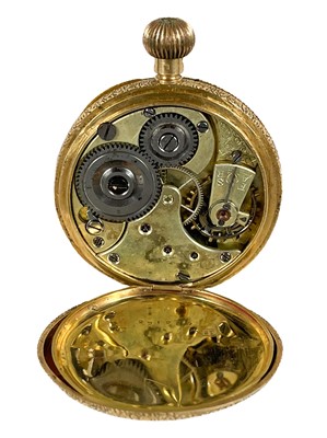 Lot 44 - An 18ct gold-cased crown wind fob pocket watch.