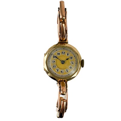 Lot 113 - A 1920's 9ct gold lady's bracelet wristwatch and a 9ct cased wristwatch.