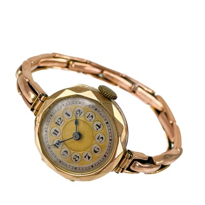 Lot 113 - A 1920's 9ct gold lady's bracelet wristwatch and a 9ct cased wristwatch.