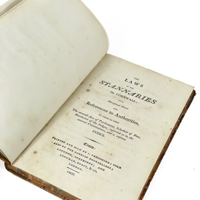 Lot 98 - John Thomas. 'The Laws and Customs of the Stannaries of Cornwall'