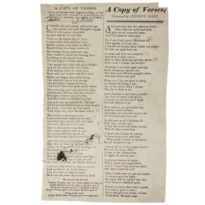 Lot 609 - James Davey. A rare early 19th century broadsheet.