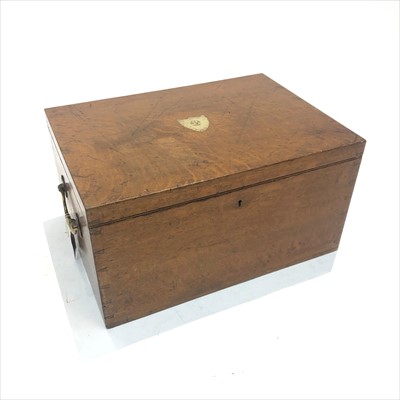 Lot 154 - A 19th century oak silver chest, with ivorine...