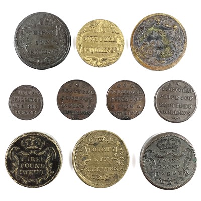 Lot 16 - 18th Century Portugese/Brazil £ Sterling Conversion Dobra coin weights (x 10)