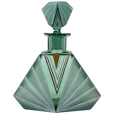 Lot 447 - An Art Deco green glass decanter and stopper.