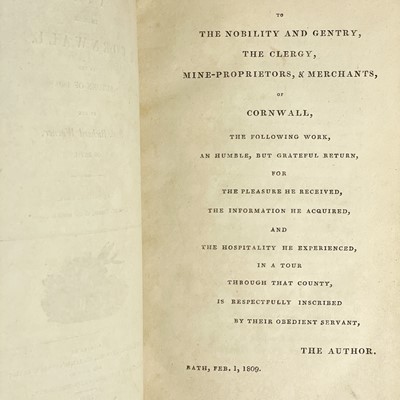 Lot 407 - Rev. Richard Warner. 'A Tour Through Cornwall in the Autumn of 1808'.