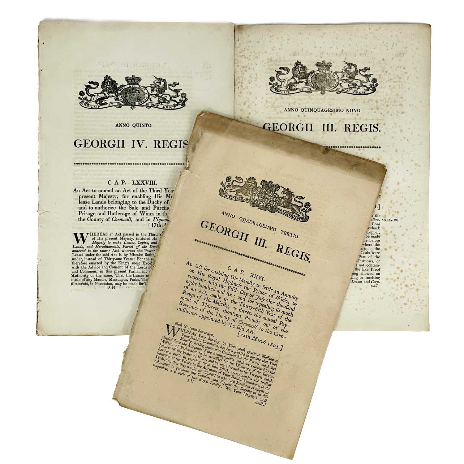 Lot 509 - Three Acts of Parliament.