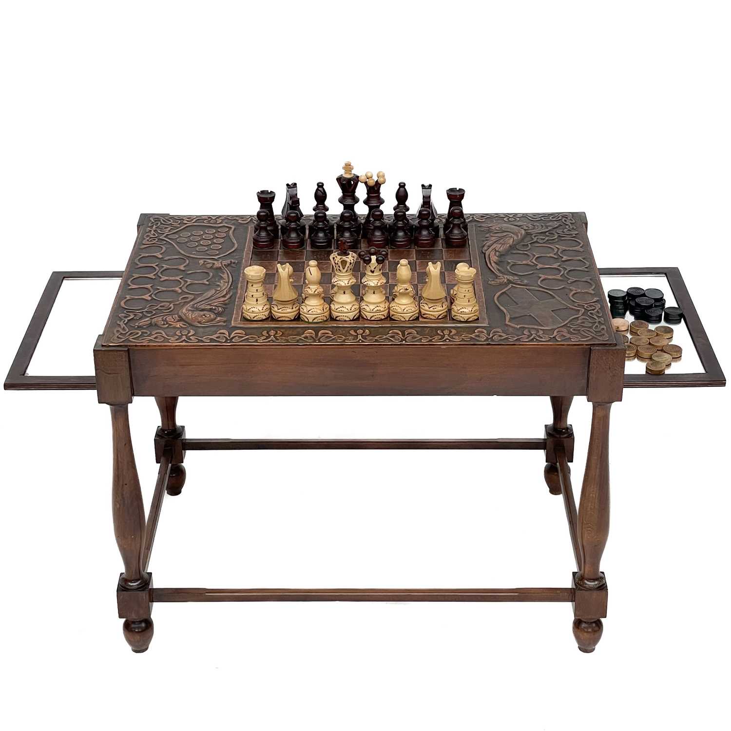 Chees Theme Table Lot 229 - A Cornwall theme chess table.