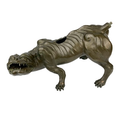 Lot 1068 - A large Japanese bronze incense burner in the form of a tiger, Edo period. (1800-1840)