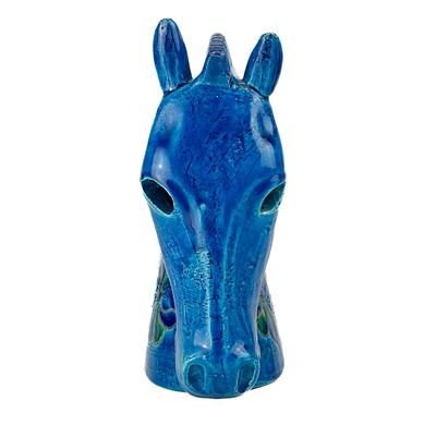 Lot 477 - A Bitossi Italian blue pottery horse head sculpture.