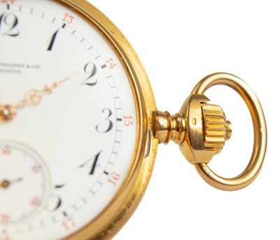 Lot 11 - Patek, Philippe & Cie - An early 20th century 18ct gold cased full hunter crown wind pocket watch.