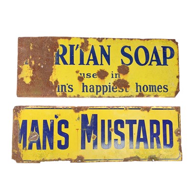 Lot 147 - A blue and yellow enamel Puritan Soap advertising sign.