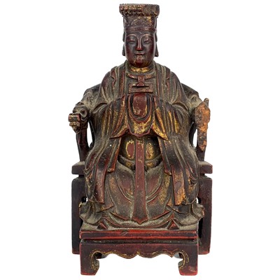 Lot 476 - A Chinese lacquer and giltwood seated figure, 19th century.