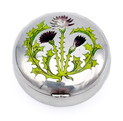 Lot 332 - A Victorian silver and guilloche enamel circular pill or snuff box.