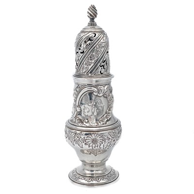 Lot 65 - A good early George III silver baluster caster by John Delmester.