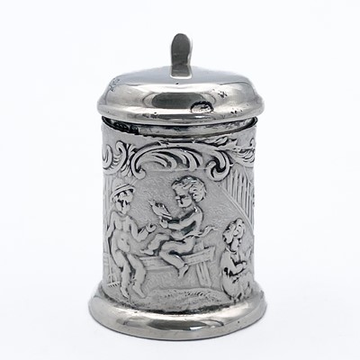 Lot 418 - An unusual Edwardian silver thimble stein by Boaz Moses Landeck.