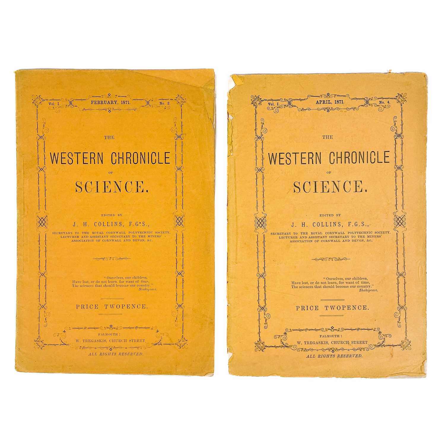 Lot 475 - T. J. H. Collins (ed). 'The Western Chronicle of Science'.