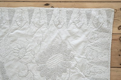 Lot 312 - A hugely impressive and important white knotwork bed covering